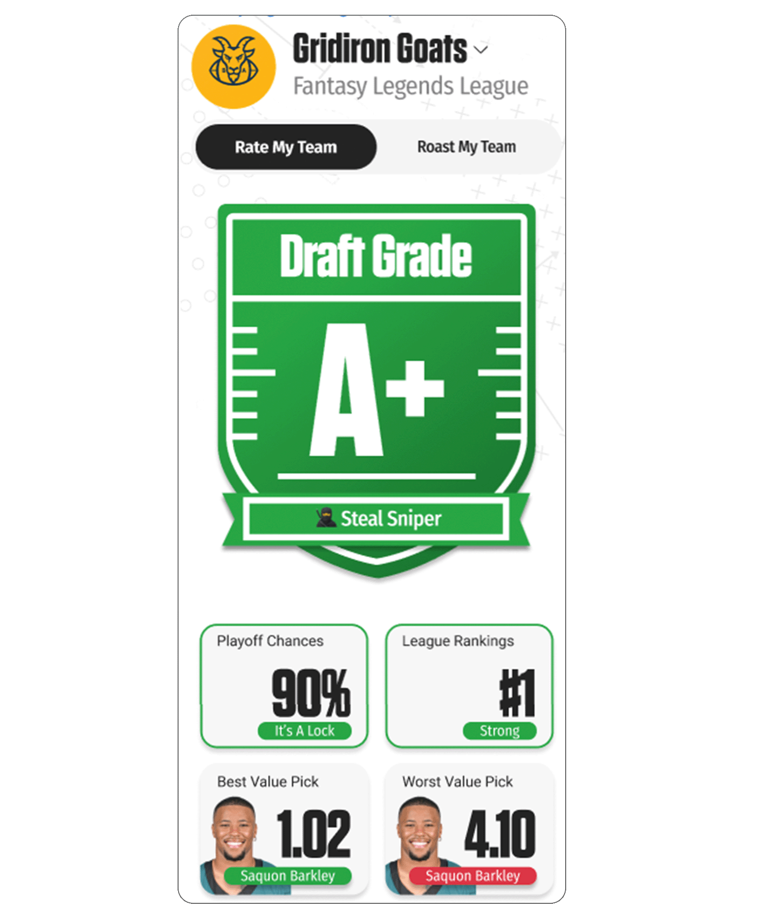 Rate My Team Interface